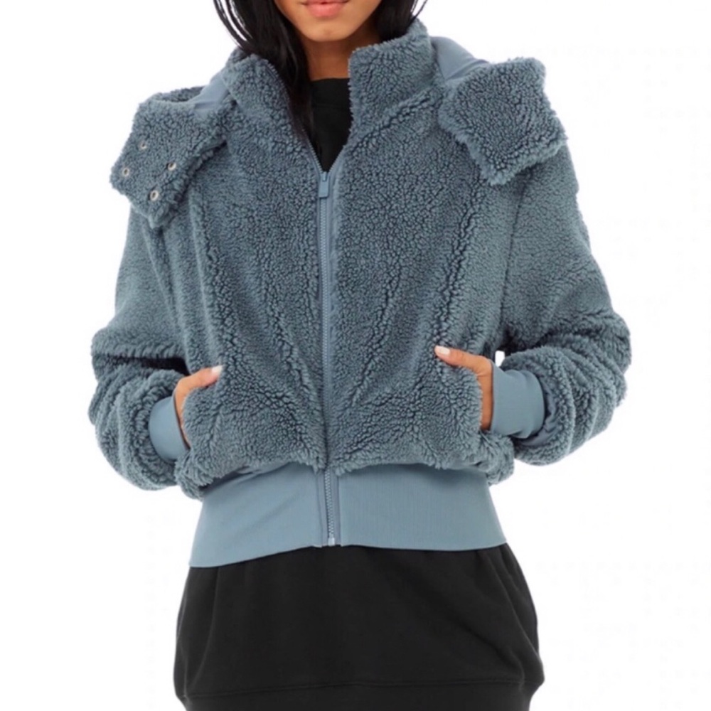 Alo Yoga Foxy Sherpa Jacket Steel Blue M - Picture 13 of 14